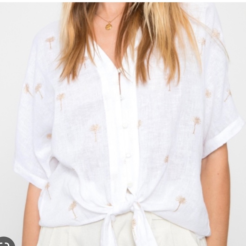 RAILS linen palm tree button up
